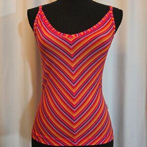 Guess Red/Orange/Yellow Stripe Tank Top M
